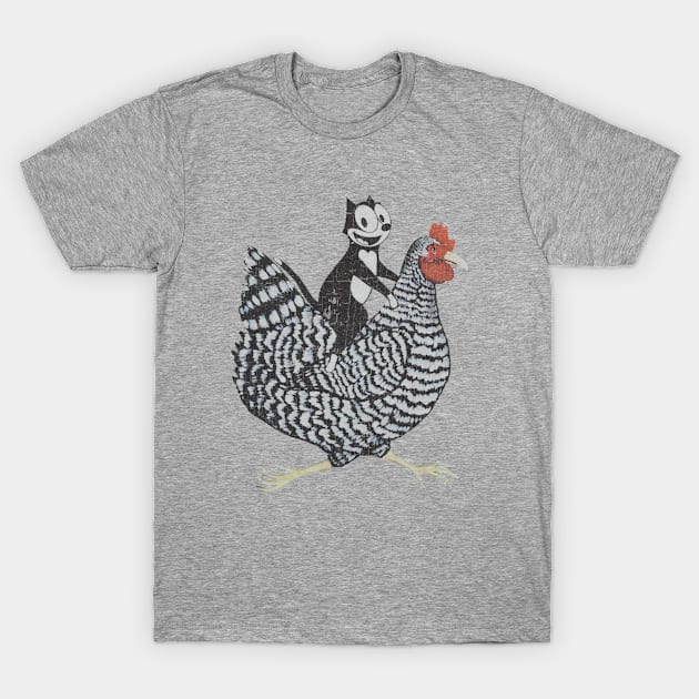 Vintage Black Cat on a Chicken T-Shirt by Rahvusooper